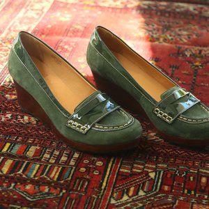 L. L. Bean Leather Wedge Slip On Penny Loafers